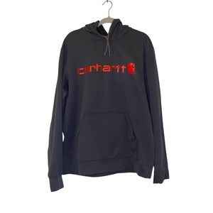 Carhartt Men's Black Hoodie with Red Logo